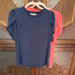 Michael Kors Midnight Blue & Coral Blouse Set- Medium